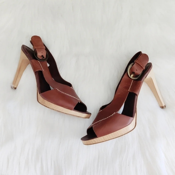 Joie Shoes - Joie Brown Leather Buckle Stilettos